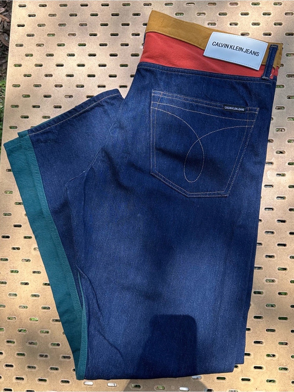 Calvin Klein Jeans Colorblock Patch Straight Leg Denim Pants